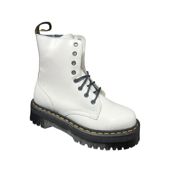 Dr. Martens NWT Jadon White Polished Smooth Leather Quad Retro Boots, 7 WOMEN - Picture 1 of 4